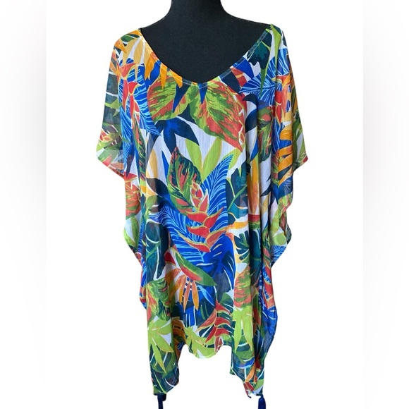 Kona Sol Tropical Swim Coverup with Strappy Back Womens Size XL NWOT Beach - Picture 7 of 10